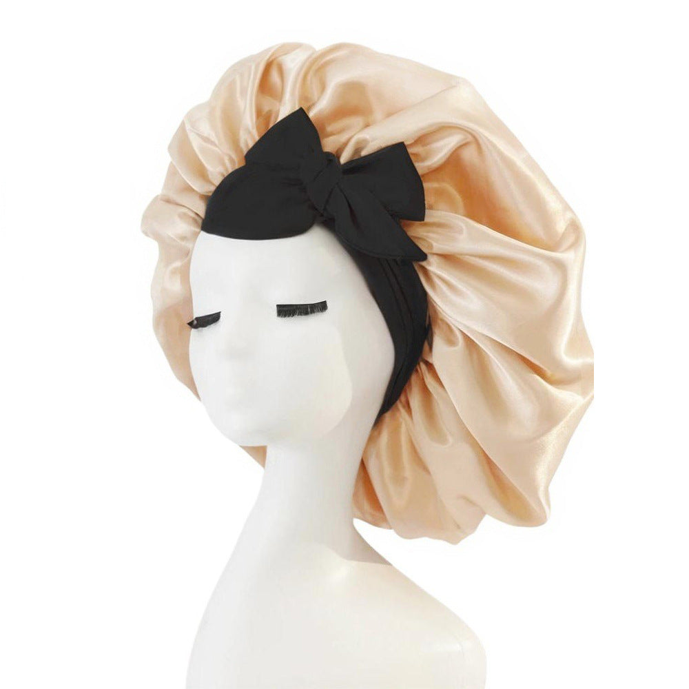 Artificial Silk Beauty Hair Care Wide-brimmed Hat Headscarf Nightcap