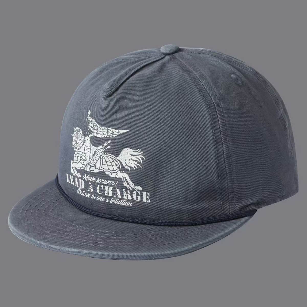 Printed Warhorse Flag With Lettered Band And Flat Brim Baseball Cap, Men's And Women's Versions, Suitable For Casual, Sports And Travel Wear.