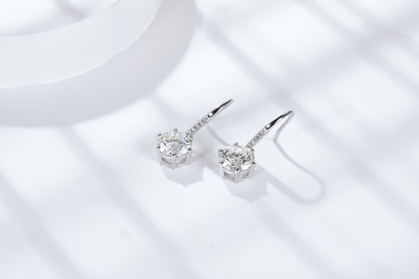 S925 Sterling Silver 0.5CT Or Moissanite Dangle Earrings  Platinum Plated Long Hook Drop Earrings With GRA Certificate Classic Jewelry Gift Box Set For Women