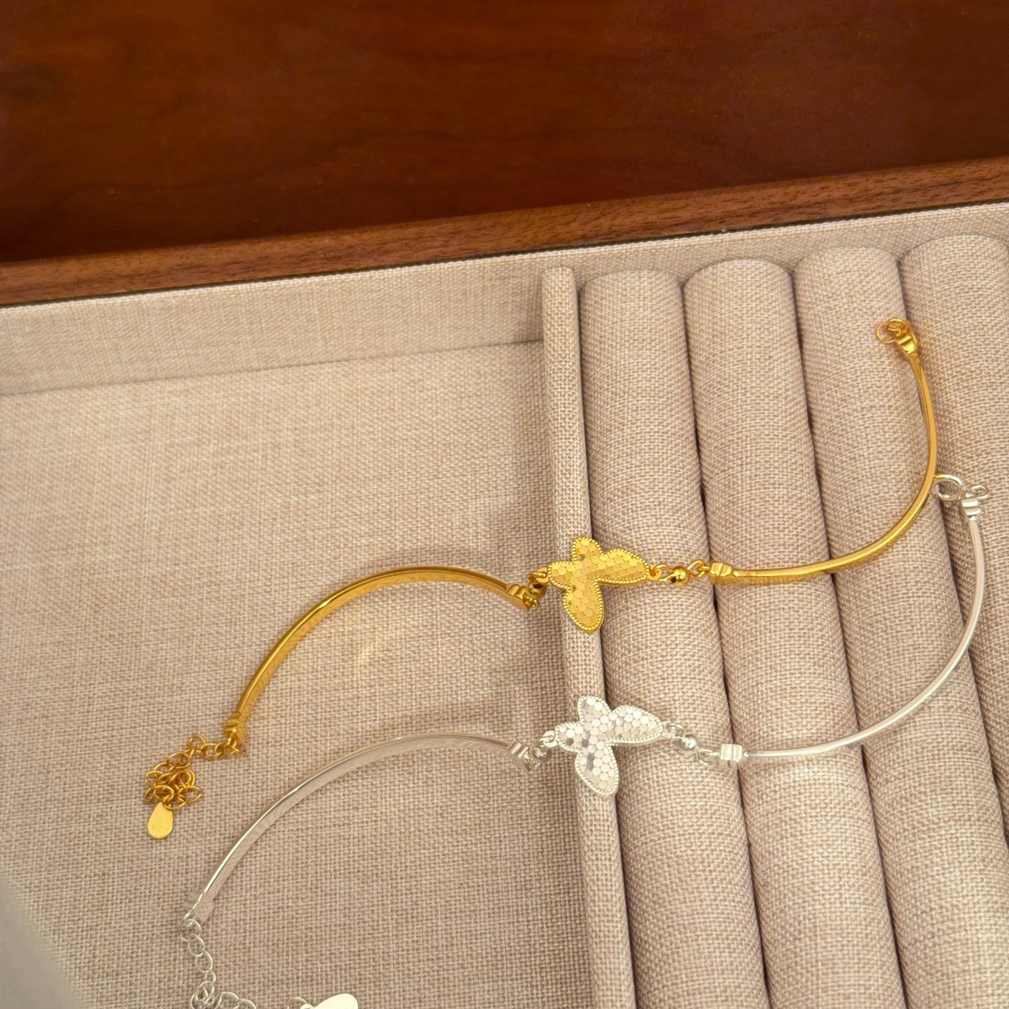1pc 999 Sterling Silver Honeycomb Butterfly Bangle Bracelet, Luxurious Minimalist Style, Perfect For Daily Wear, Dates & Valentine's Gifts