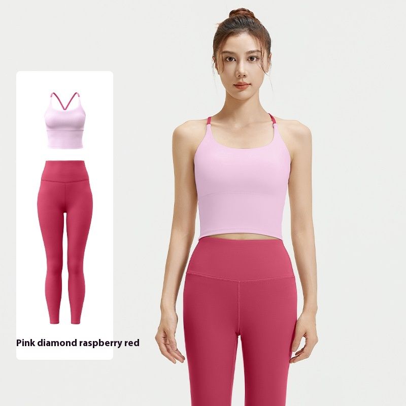 Polyester Women's Solid Color Stitching Yoga Suit