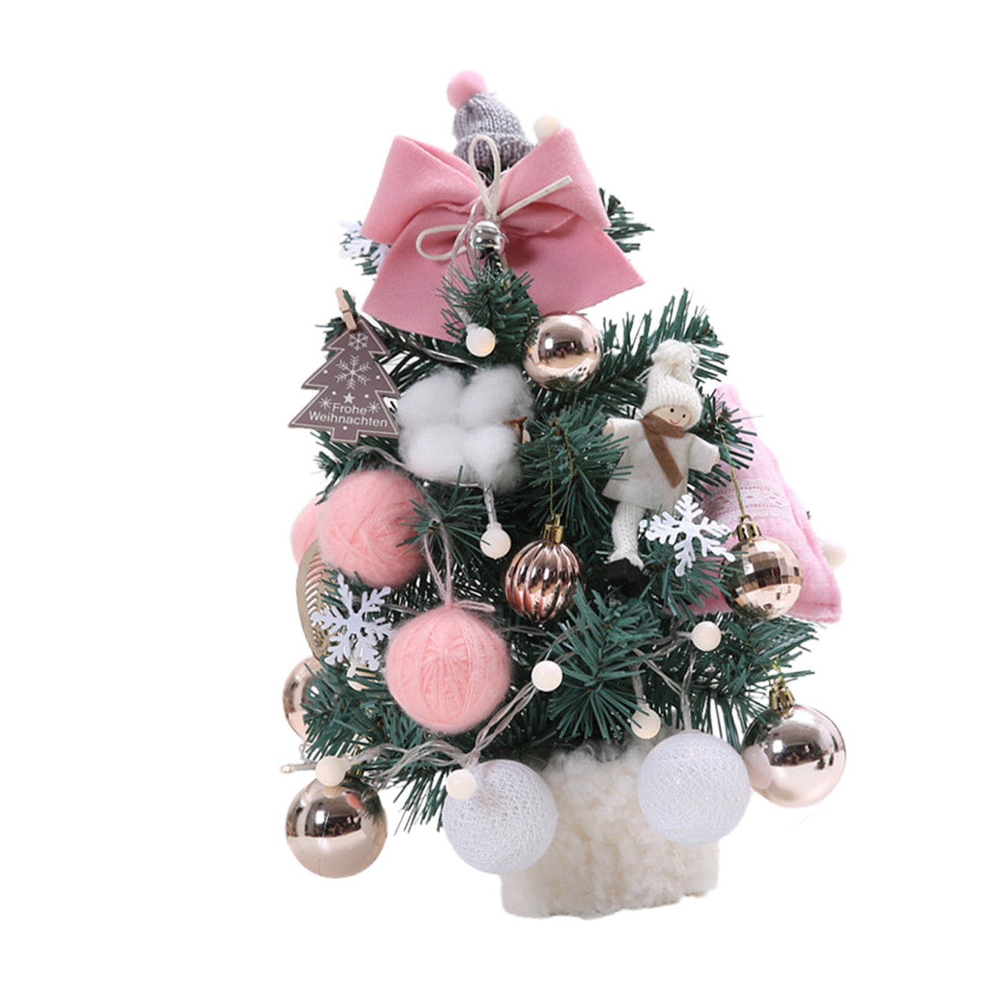 Small Xmas Tree With Adjustable Lights PVC Lightweight Desktop Xmas Tree For Home Decoration 35cm Roseate