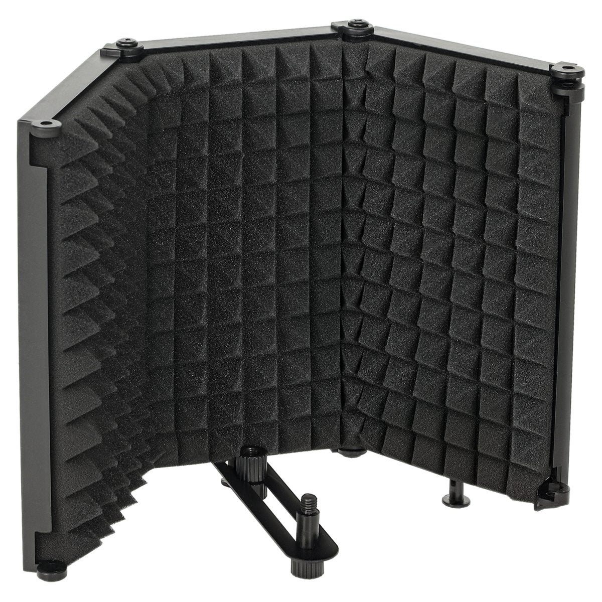 Studio Microphone Isolation Shield, Foldable Adjustable Recording Studio Equipment, 3-Panel High Density Absorbent Foam Shield With Threaded Mount, Black