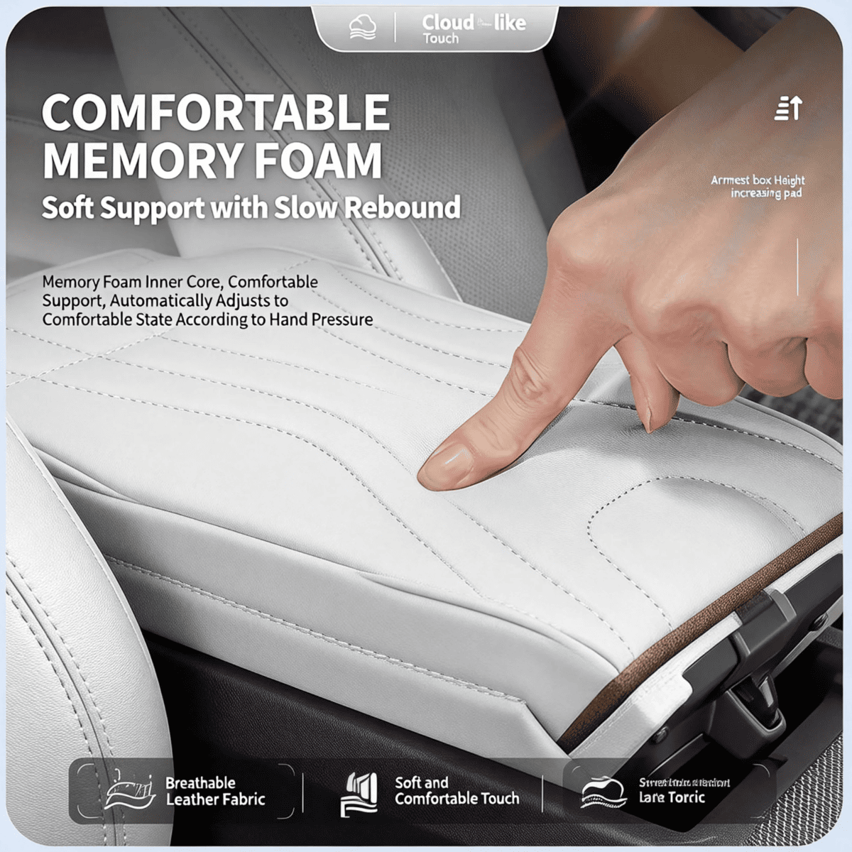 Car Center Console Armrest Cover With Tissue Box And Dual Cup Holders, Leather Armrest Cushion Pad With Side Storage Pockets, Memory Foam Car Interior Accessories, Universal Fit