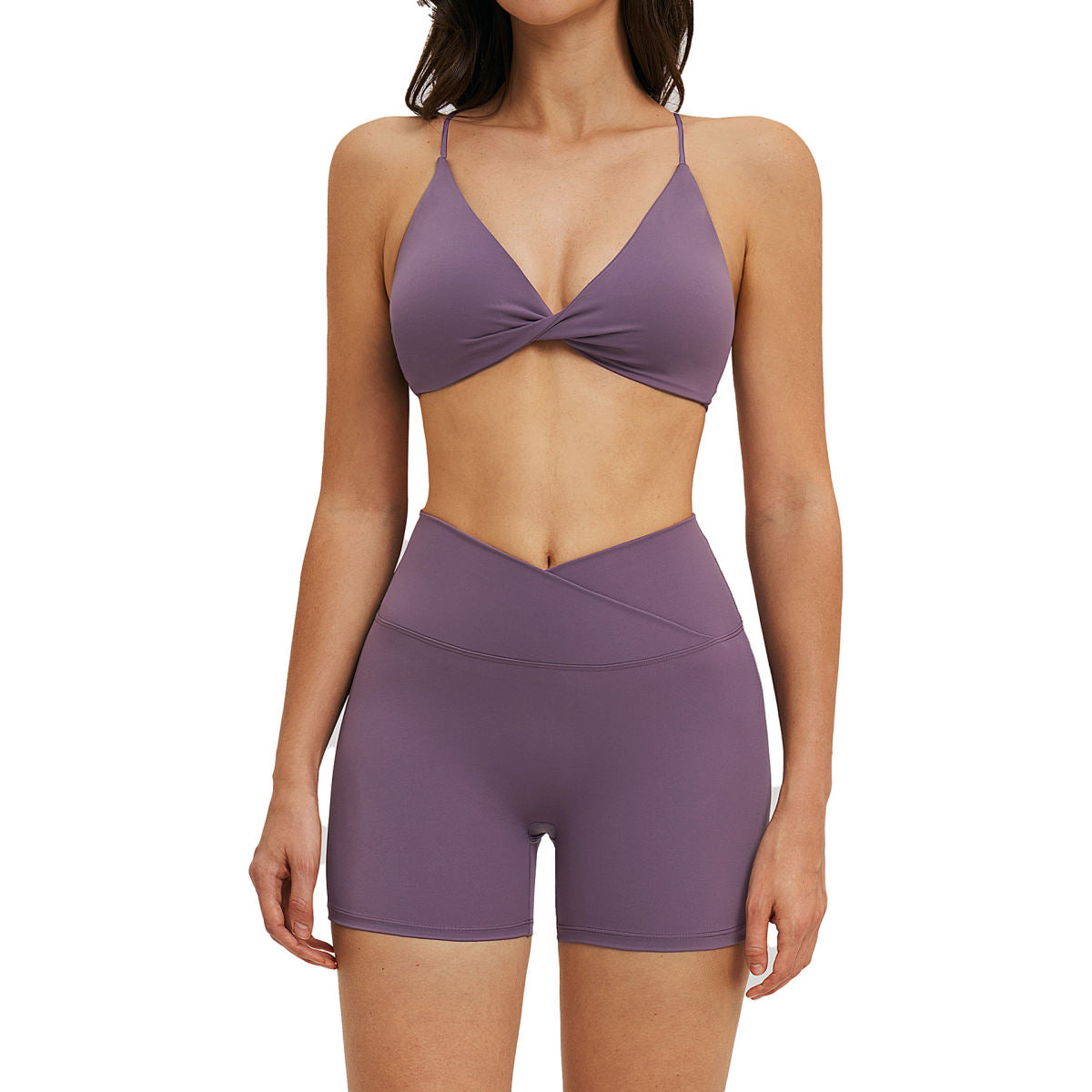 Brushed Yoga Set With Thin Straps Beautiful Back Design Casual And Fitness-oriented