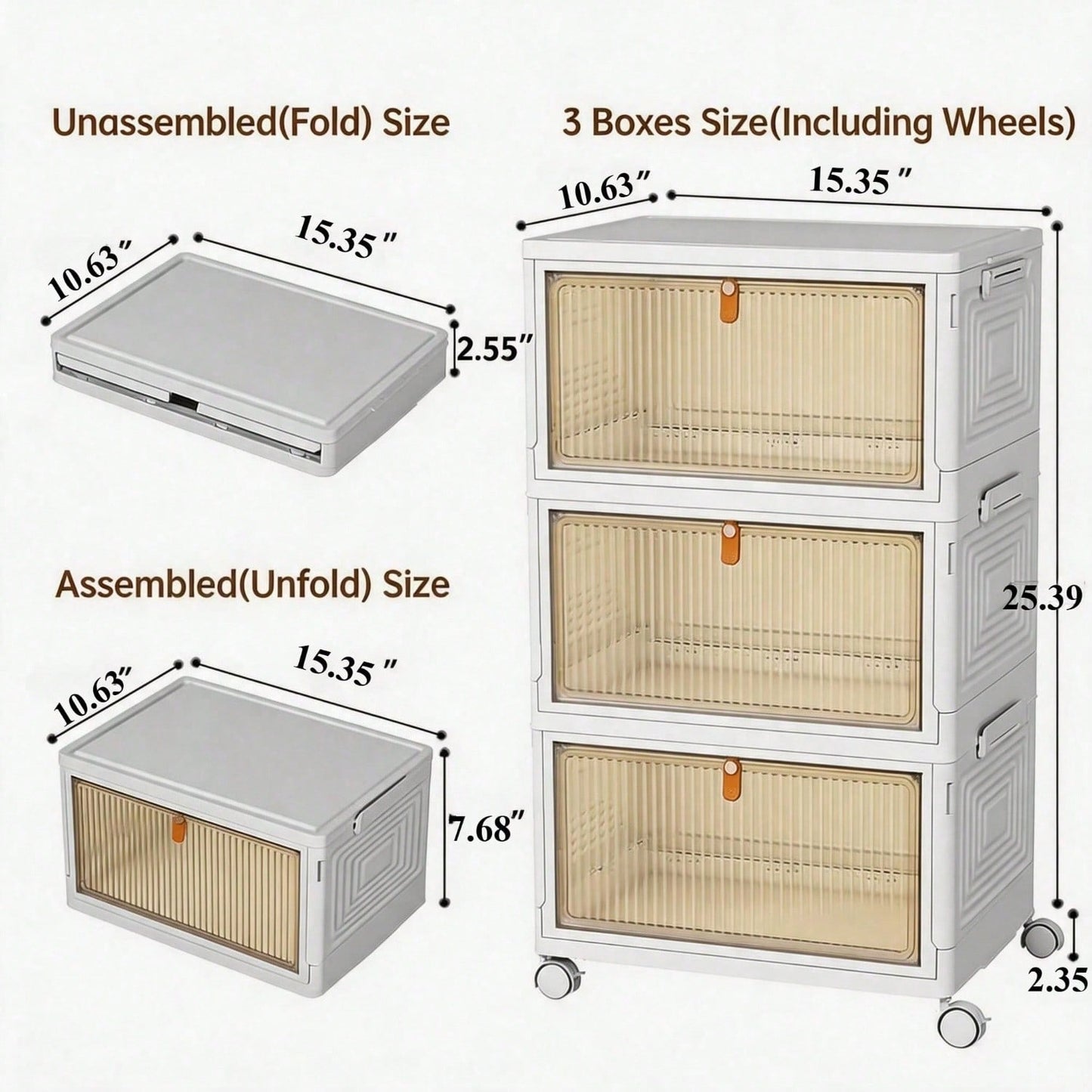 Foldable Stackable Pet Supplies Storage Bin With Wheels, Magnetic Door Collapsible Organizer Cabinet For Pet Toys, Food, Grooming Tools, Multi-Purpose Storage For Home, Bedroom, Laundry Room