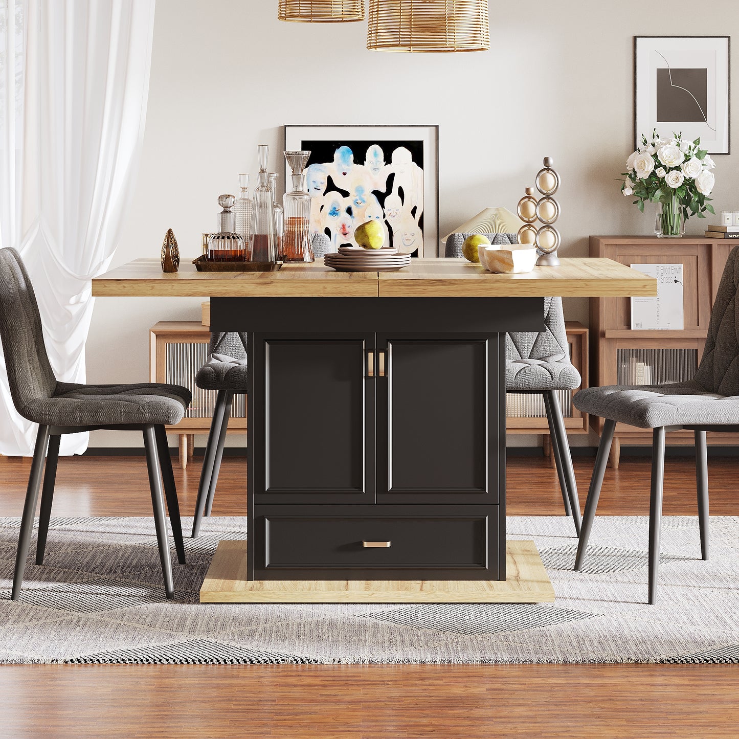 Extendable Dining Table - 110-140 Cm Wooden Table For Kitchen & Dining Room - 6-person Dining Table - Dimensions 110 X 80 X 75 Cm - For Terrace And Living Room