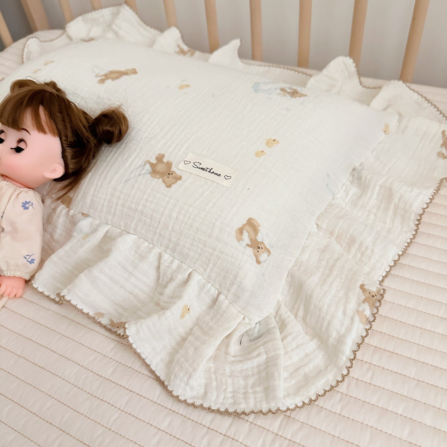 Korean-style Floral Cotton Gauze Pillowcase