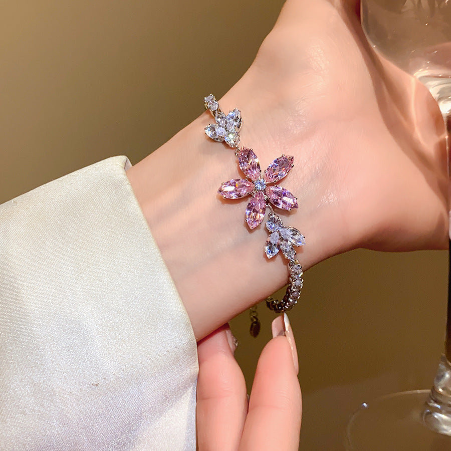 Round Circle Zirconia Adjustable Bracelet Retro Ins Exquisite Chic Bangle Luxury Fashion Hand Jewelry