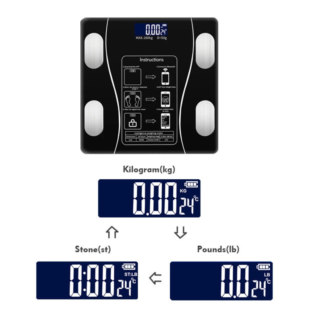 Bluetooth Body Fat Scale - Black
