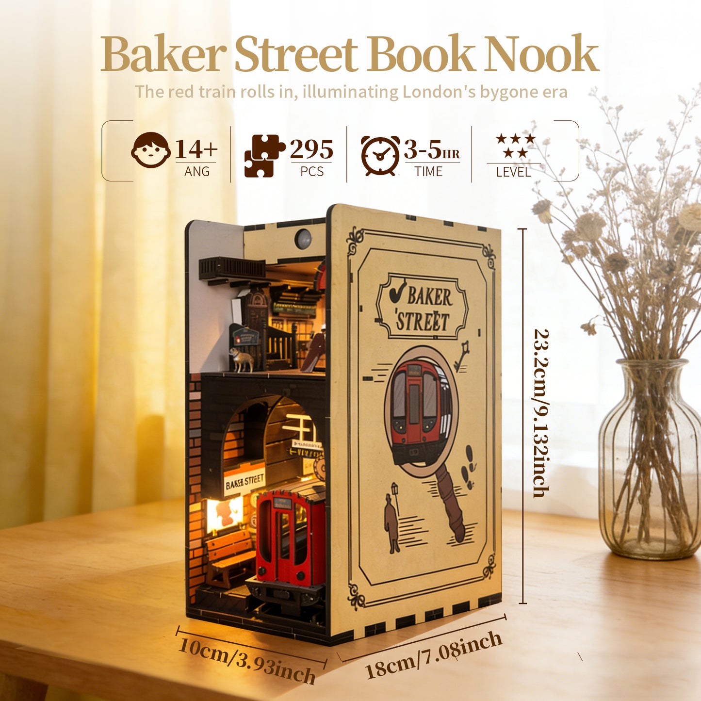 Sales Are Prohibited On The TEMU And SHEIN - 3d Wooden Puzzle For Adults Baker Street Book Nook With Lights Model Kit Dollhouse DIY Miniature House Birthday And Christmas Gifts