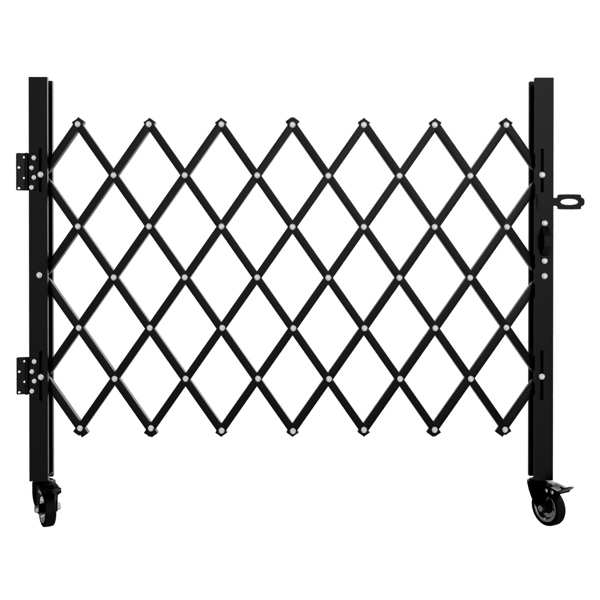 Foldable Security Gate, Expandable Safety Barrier With 360degree  Swivel Casters Lockable Design, Portable Mobile Rolling Barricade For Garage, Warehouse, Driveway And Pool Areas  51.57in H X 42in W