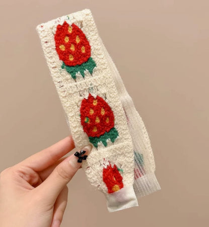 Knitted Embroidered Hook Loop Hair Headband