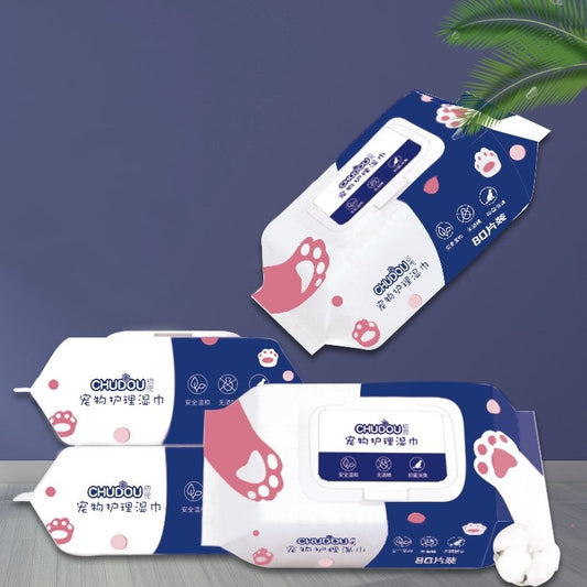 80-drawer Pet Wipes Special Wash-free Deodorant Antibacterial Nursing Wipes For Cats And Dogs
