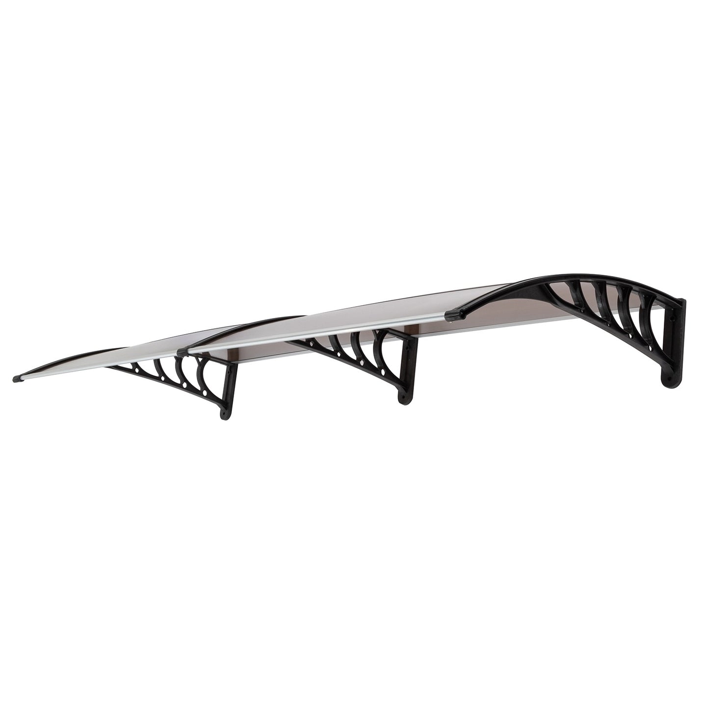 80x38in Door Window Awning With Brown Polycarbonate Panel & Black Bracket, Outdoor Rain Snow Sun Shade Cover, Durable 10-Year Lifespan, Easy Install