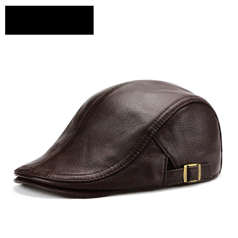 Mens Thin Korean-Style Leather Hat For Autumn And Winter Perfect For Middle-Aged And Older Gentlemen