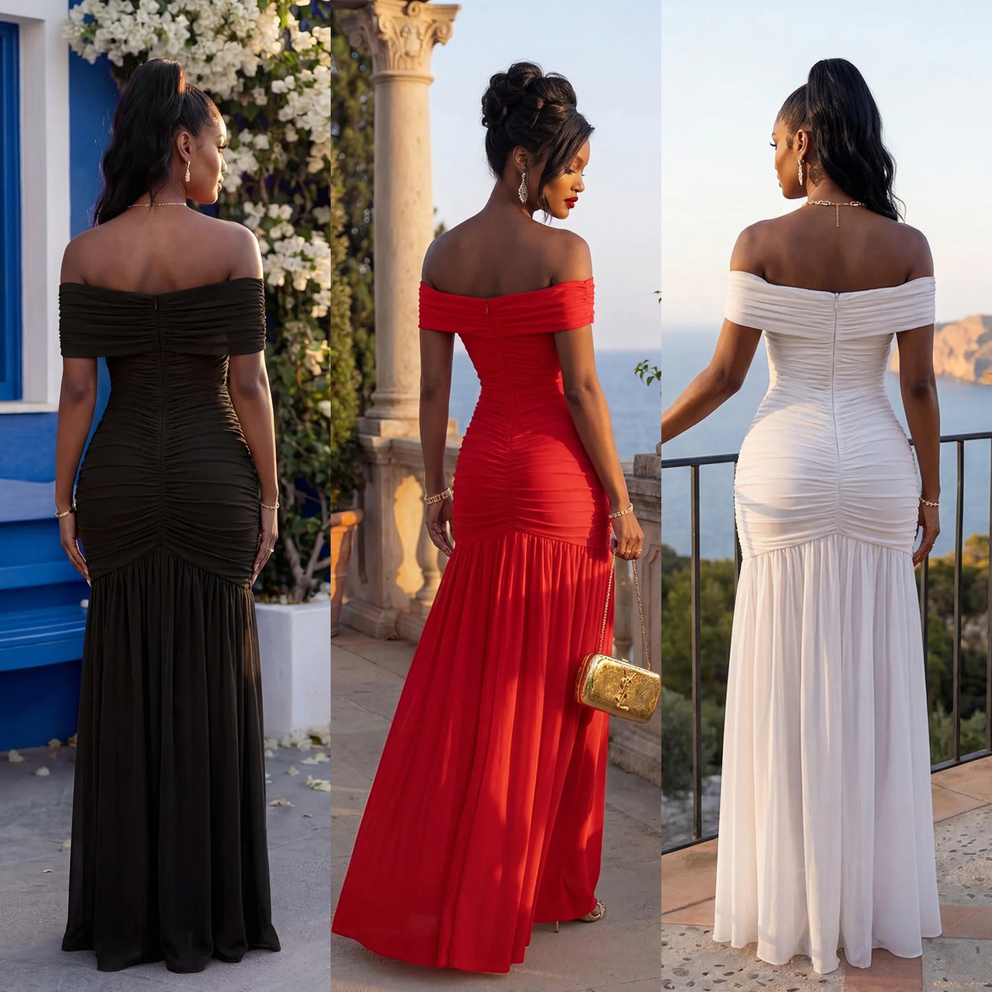 European And American-style Womens Fashion Off-shoulder Tube Dress
