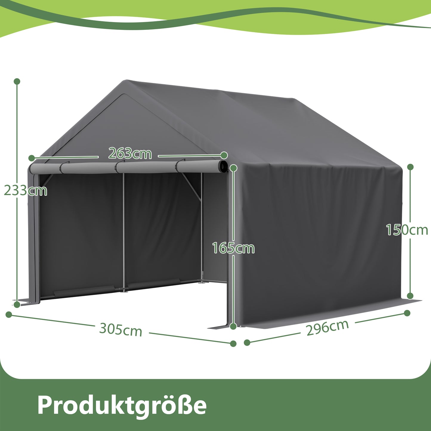 Complete Solution For Outdoor Storage Dark Grey Bicycle Shed Tent With Tool And Garden Tool Storage  305x296x233cm