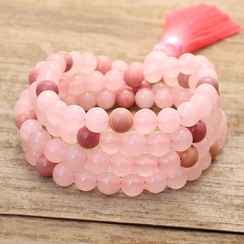 Stone Bead String Long Fringe Yoga Necklace Bracelet Crystal