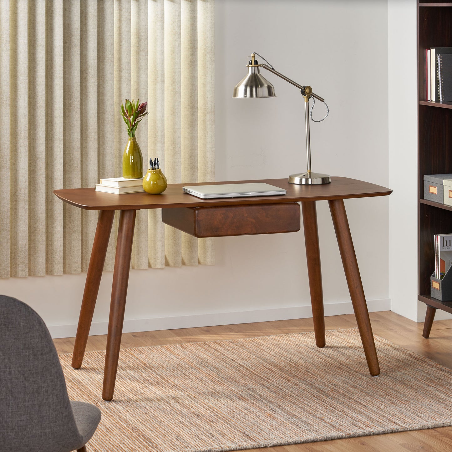 Study Computer Desk,Office Desk, Study Table,Writing Desk With Drawer For Home ,Office Modern Furniture,Walnut Color