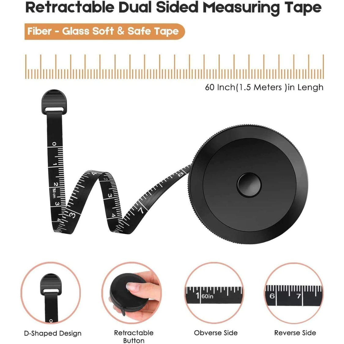 2 Pack Tape Measure Measuring Tape For Body Fabric Sewing