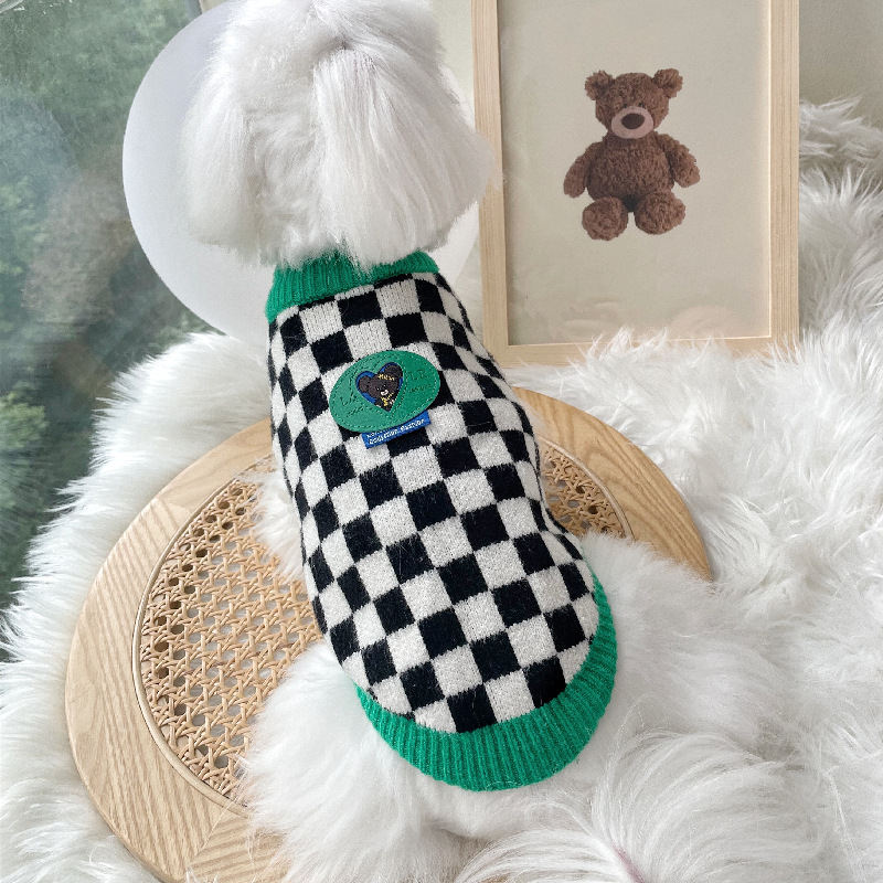Black And White Checkered Sweater Pet Puppy Clothes