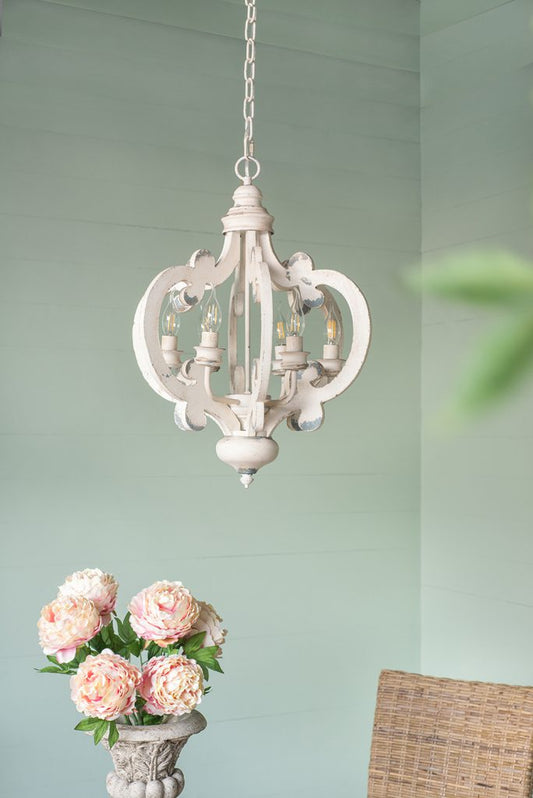 French Country Wood Chandelier  6- Light Farmhouse Pendant Light Fixture With Adjustable Chain For Kitchen Foyer Hallway Entryway  Bulb Not Included