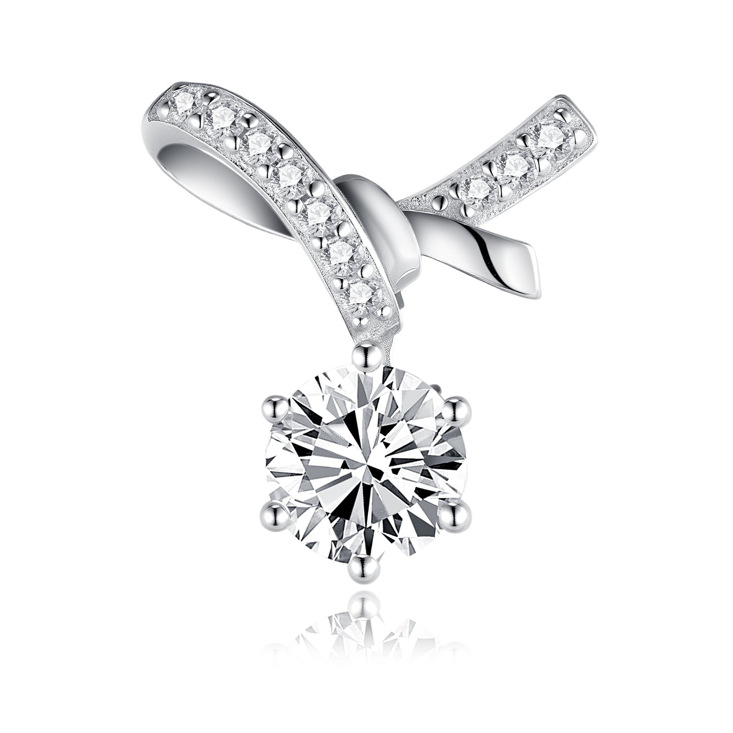S925 Sterling Silver Bowknot Stud Earrings, 1ct D-VVS1 Moissanite, Pave Ribbon Design, Platinum Plated 3.5g, GRA Certified Jewelry Gift Box