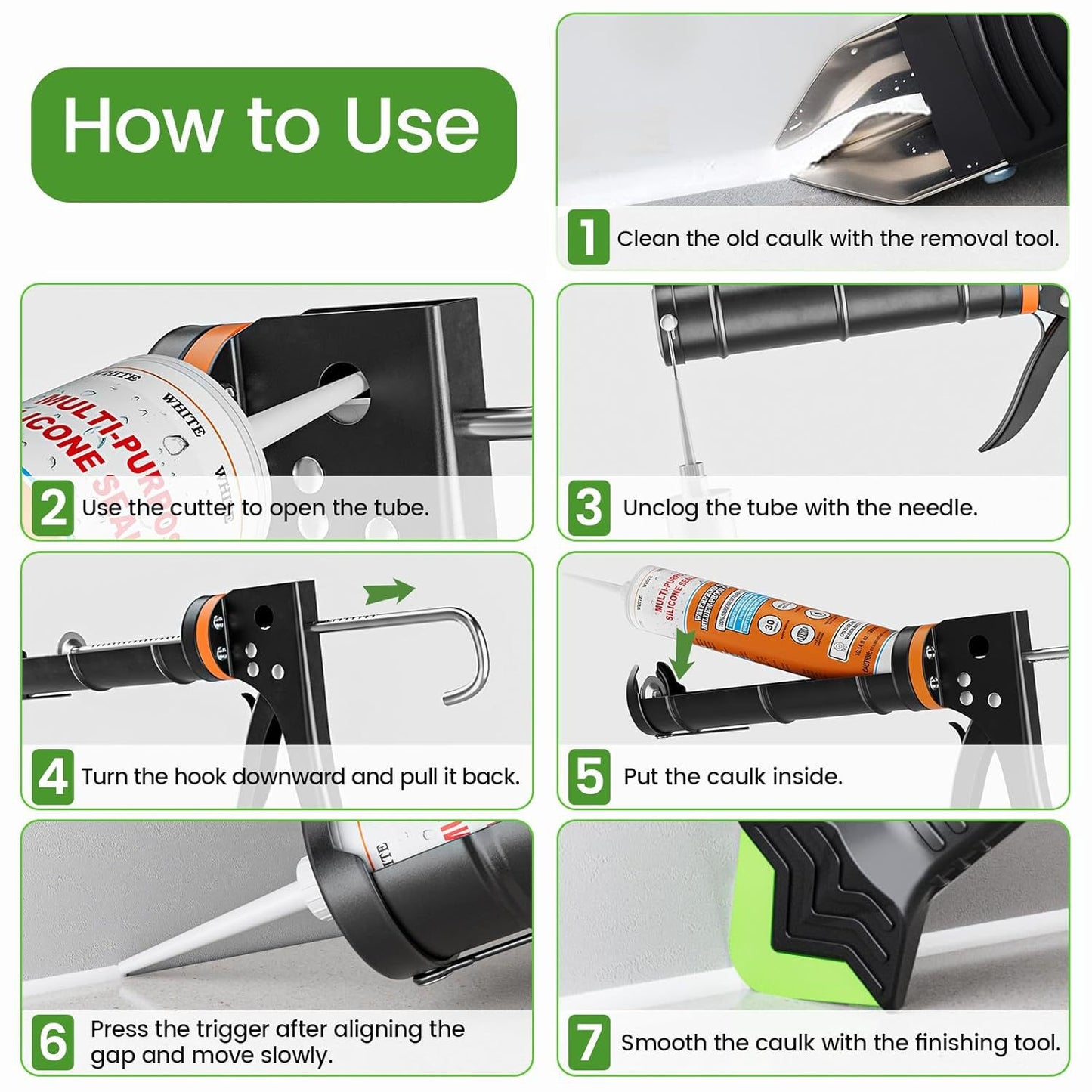 Home-use Caulk Gun Tool Set For Grout Sealing