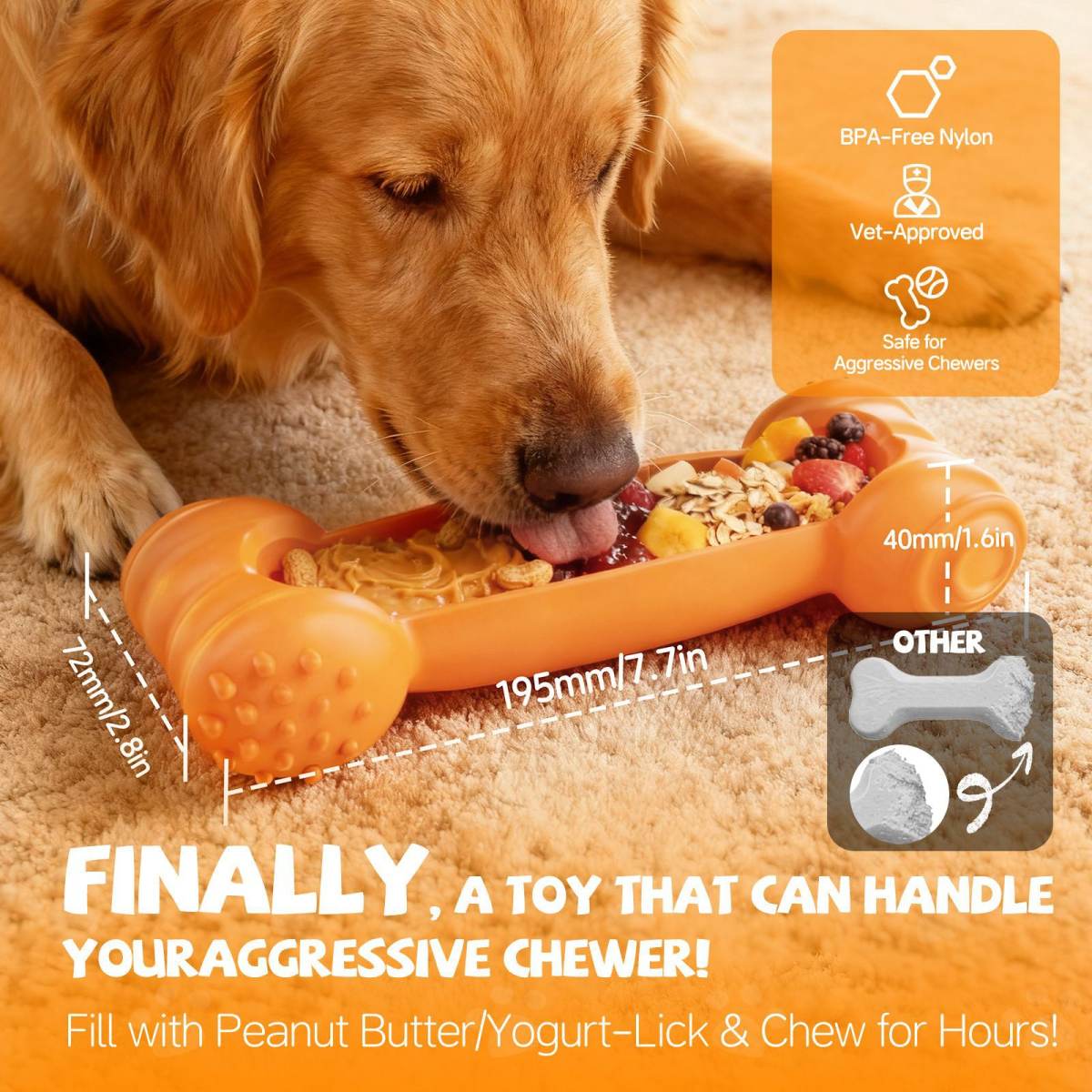 2-Piece Set Of  Dog Lick Bones Slow-Feeding Durable Chewable Teeth-Cleaning Toys