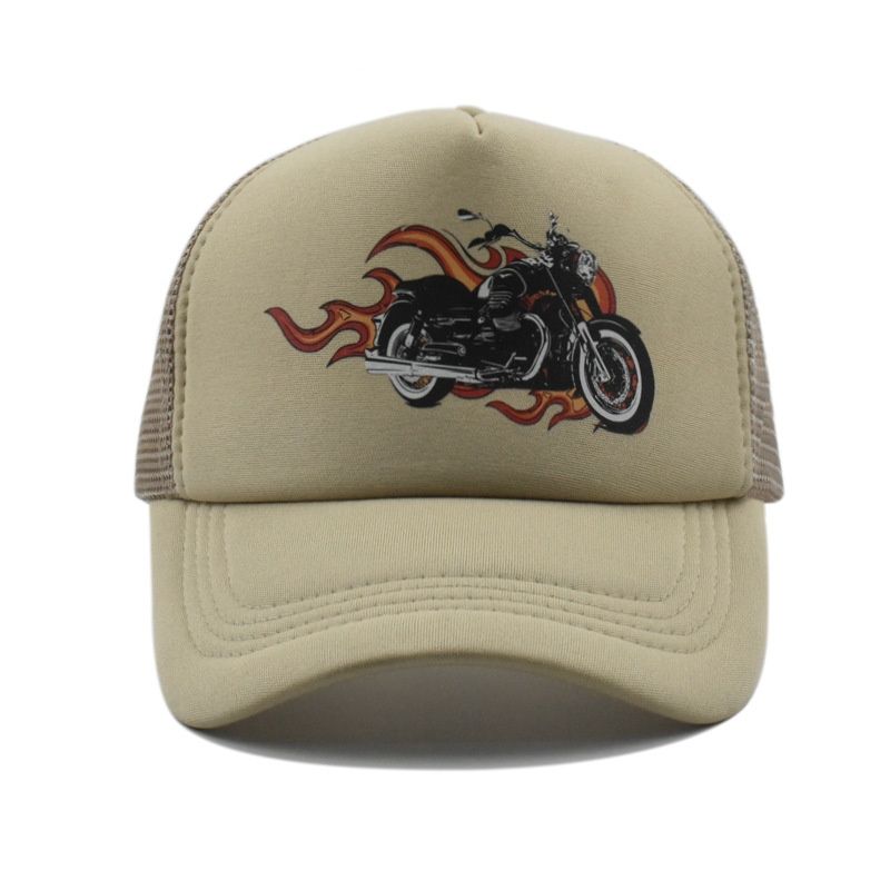 Summer Sun-Protection Breathable Outdoor Visor Cap With Motorcycle Print Baseball Hat