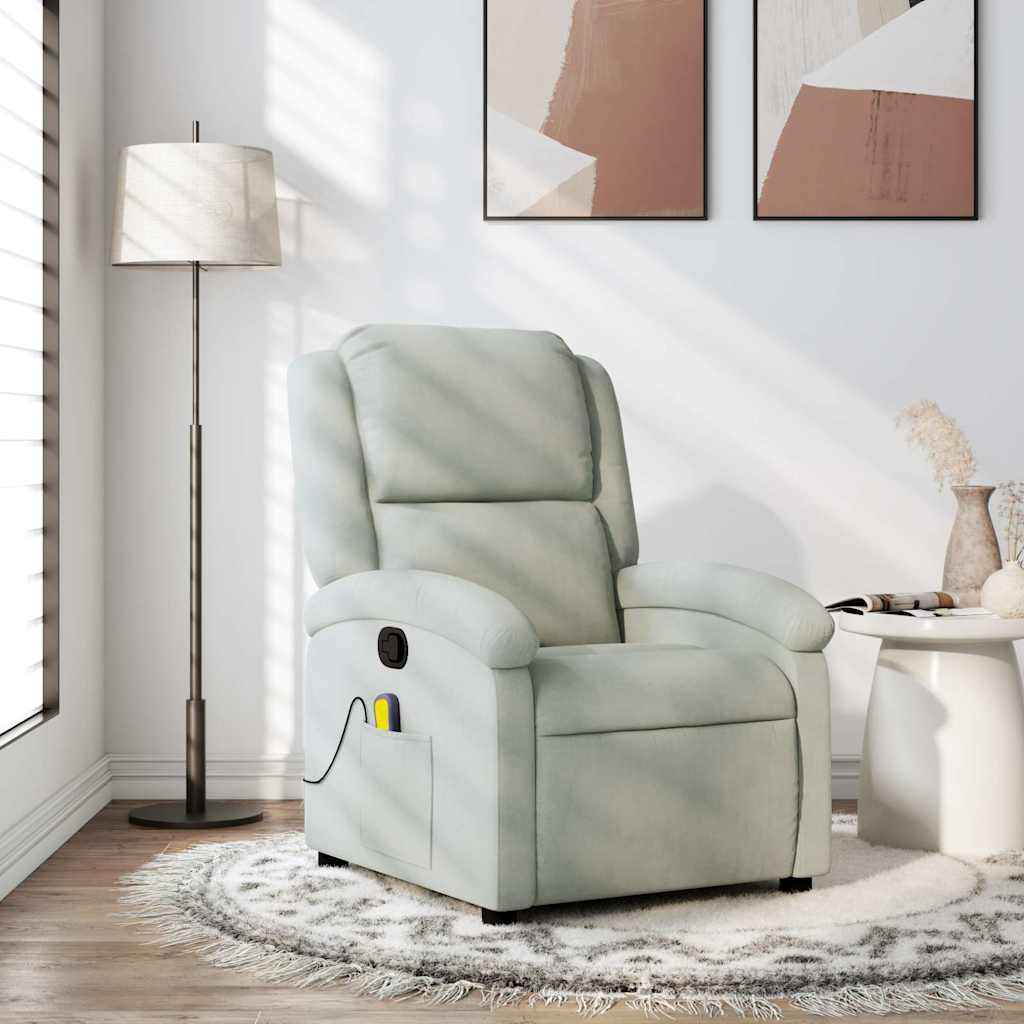 Massage Recliner, light grey velvet   Massage Recliner, dark grey velvet