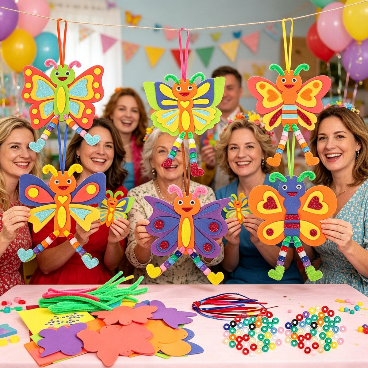 268-Piece Butterfly Craft Kit With EVA Shapes, Beads, And Accessories—Creative DIY Project For Decorations And Party Supplies