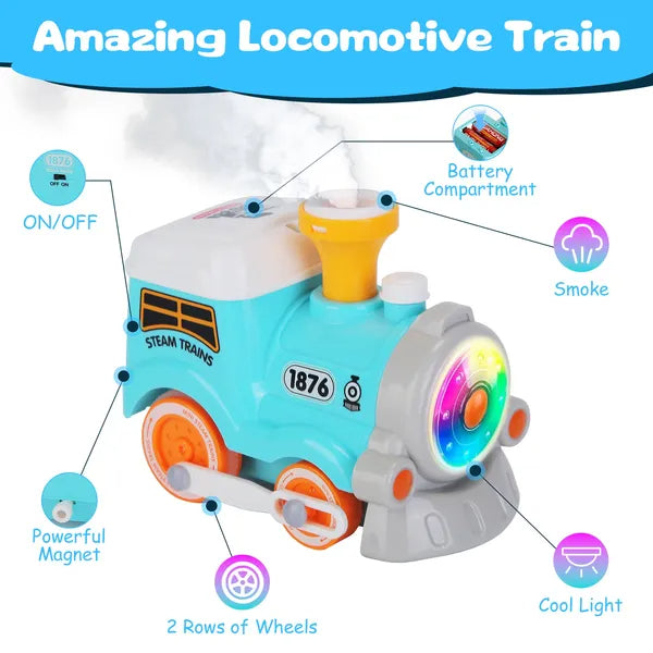 Electric Train Set With Smokes Light Sound Remote Magnetic Train Toys With Locomotive 3 Trucks Gifts For Kids Aged 3 4 5 6 Year Old