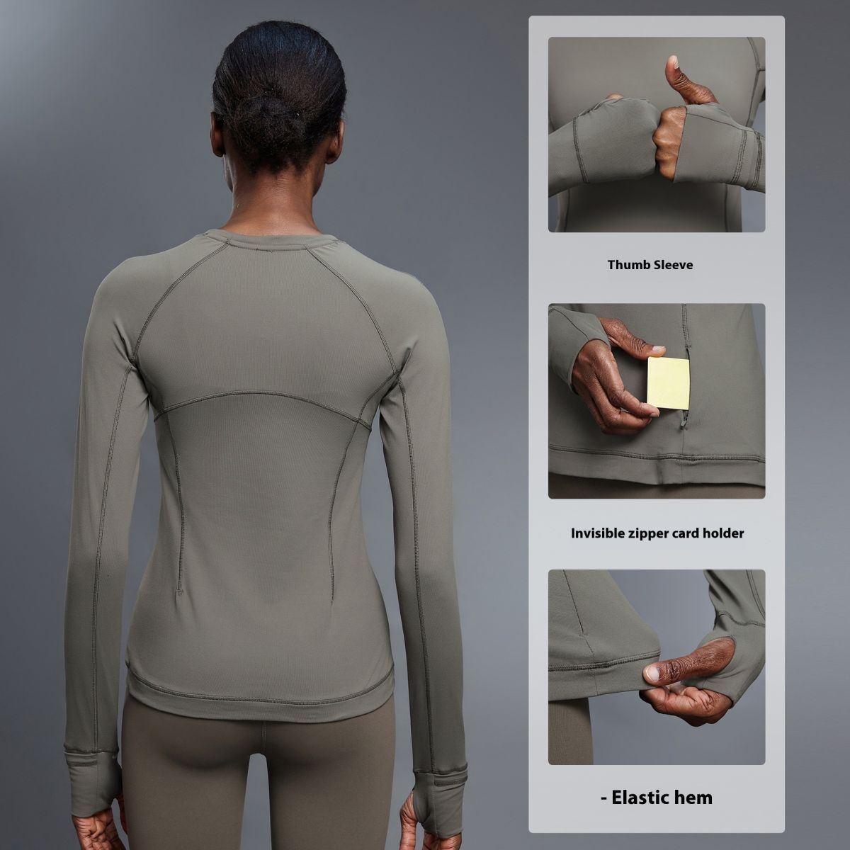 Round Neck Exercise T-shirt Women's Stretch Tight Long Sleeve Yoga Wear