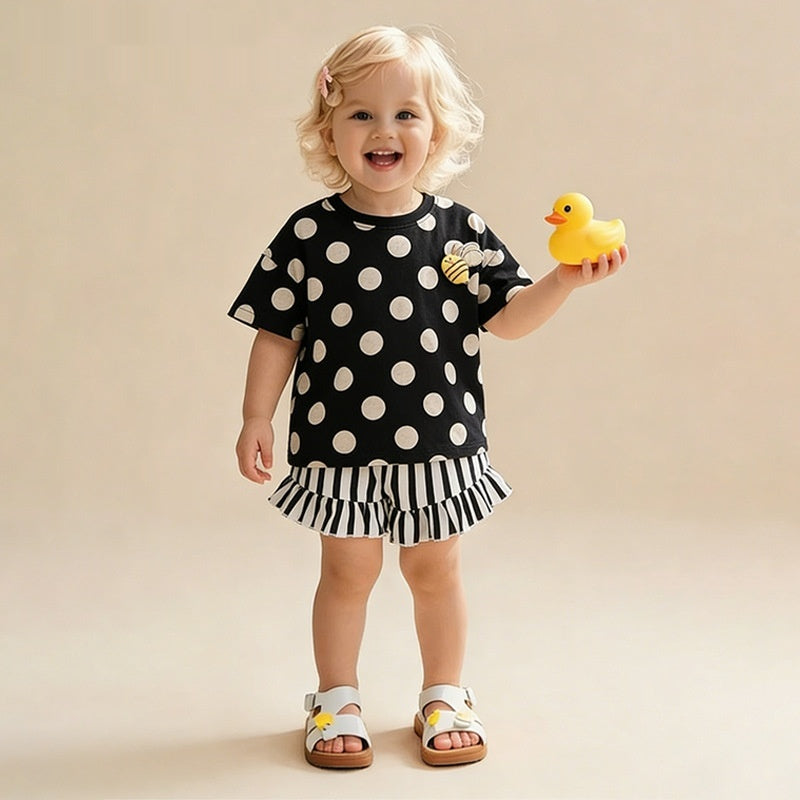 Girls New Round-neck Short-sleeve Set