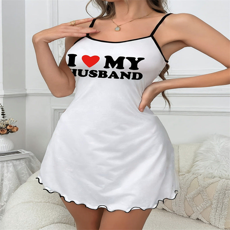 Printed Nightdress Womens Loungewear Comfortable Home Casual Slip Dress