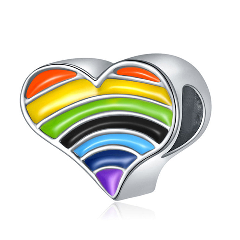 Animal-themed Colorful Heart-shaped Large-hole Beads For DIY Bracelet Accessories