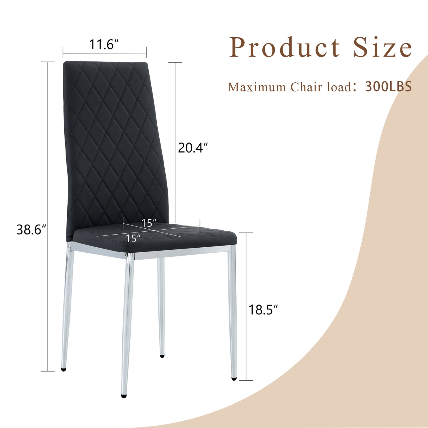 Modern Style Dining Chairs Set Of 6 In Black, Essential For Minimalist Homes.Meeting Family Dining Needs,PU Material Seat,Silver Metal Legs,Blending Into Various Home Environments.W1151107275