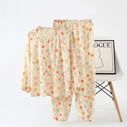 Womens Korean-style Double-layer Long-sleeve Pants Set With A Crew Neckcasual Loungewear