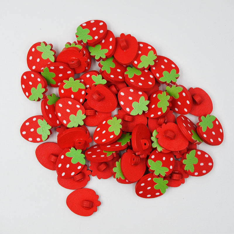 Wooden Strawberry Button DIY Ornament Accessories