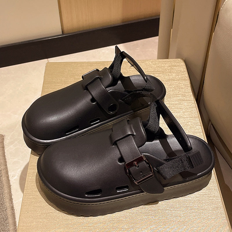 Womens Office Worker Lazy Shoes Height-Enhancing Closed-Toe Sandals