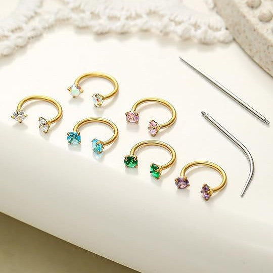 Stainless Steel Round Zircon Nose Ring Fashionable And Minimalist Body Piercing Jewelry