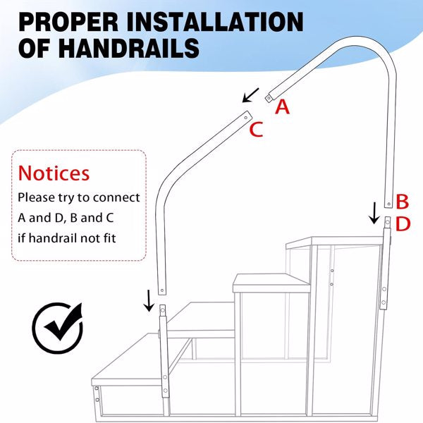 Swimming Pool Ladder Above Ground, RV Steps With Handrail, Heavy Duty Pool Step Hot Tub Steps, 660 Lbs Weight Capacity Camper Step Stool Mobile Home Stair For Getting High  4 STEP, 2 HANDRAIL