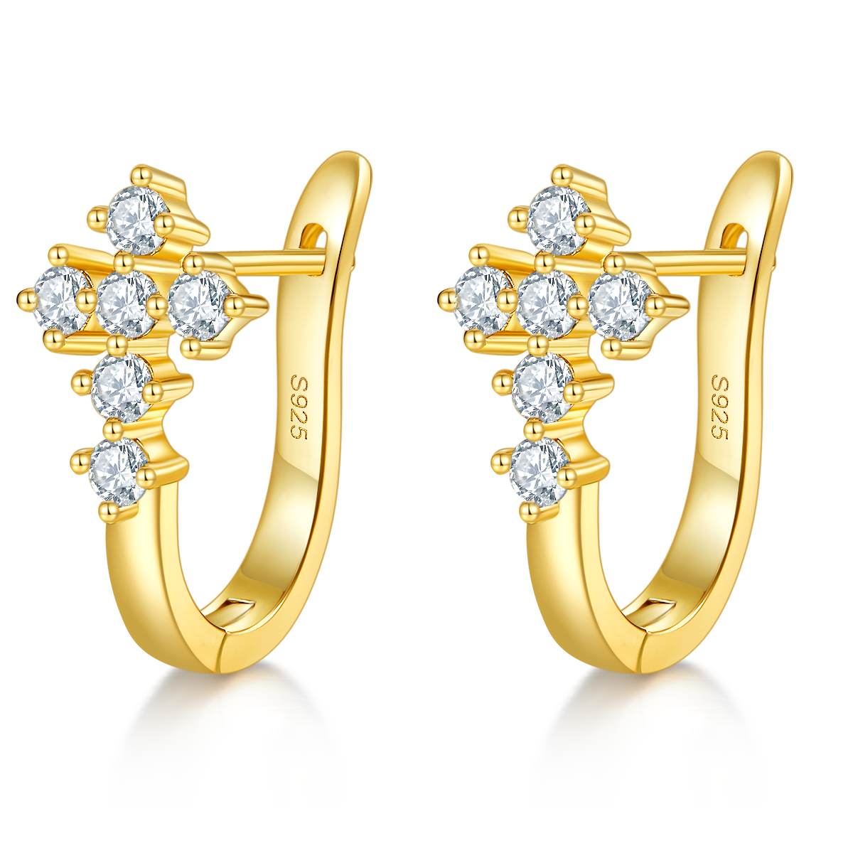 4g S925 Sterling Silver 0.72CT Moissanite Cross Earrings  6-Stone Huggie Hoop Dangle With GRA Certificate, Platinum Plated Jewelry Gift Box Set For Women