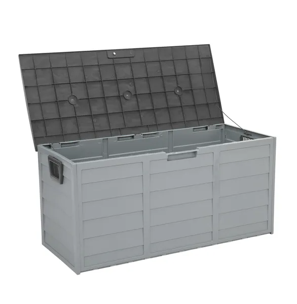 75gal 260L Outdoor Garden Plastic Storage Deck Box Chest Tools Cushions Toys Lockable Seat