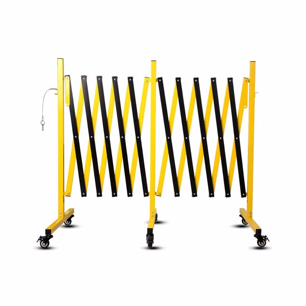 Metal Expandable Barricade, 17FT Traffic Barricade With Casters, Retractable Security Gate, Portable Driveway Gate Outdoor Barricade Fence For Construction Area, Traffic Control, Garage 17FT