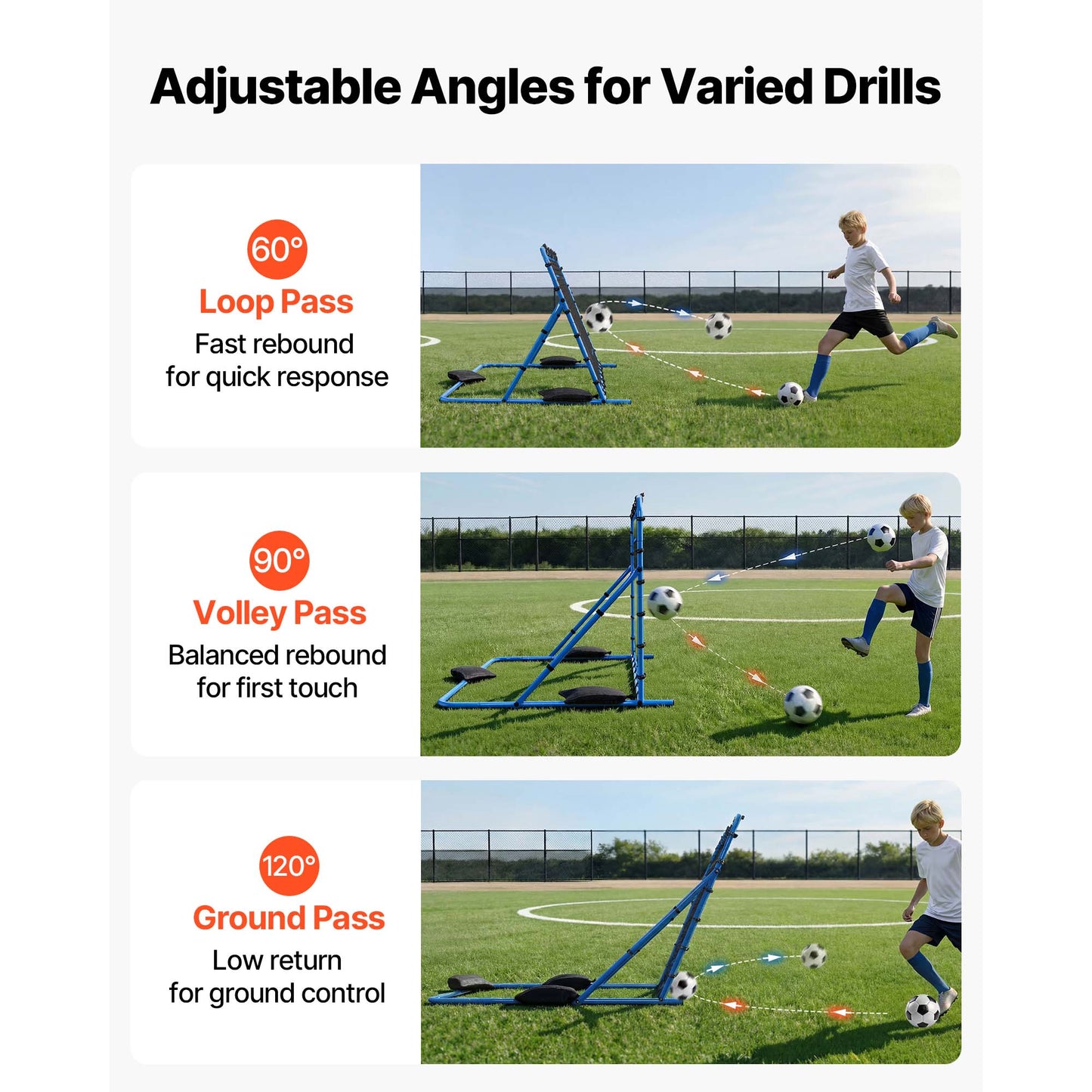 Soccer Rebounder Net, Quick-Switch Angle Soccer Goal Rebounder For Control, Passing Practice, Heavy-Duty Iron Frame & PE Net, Easy Setup Ball Training Aids & Equipment For Teens&Adults,7 X 4 Ft