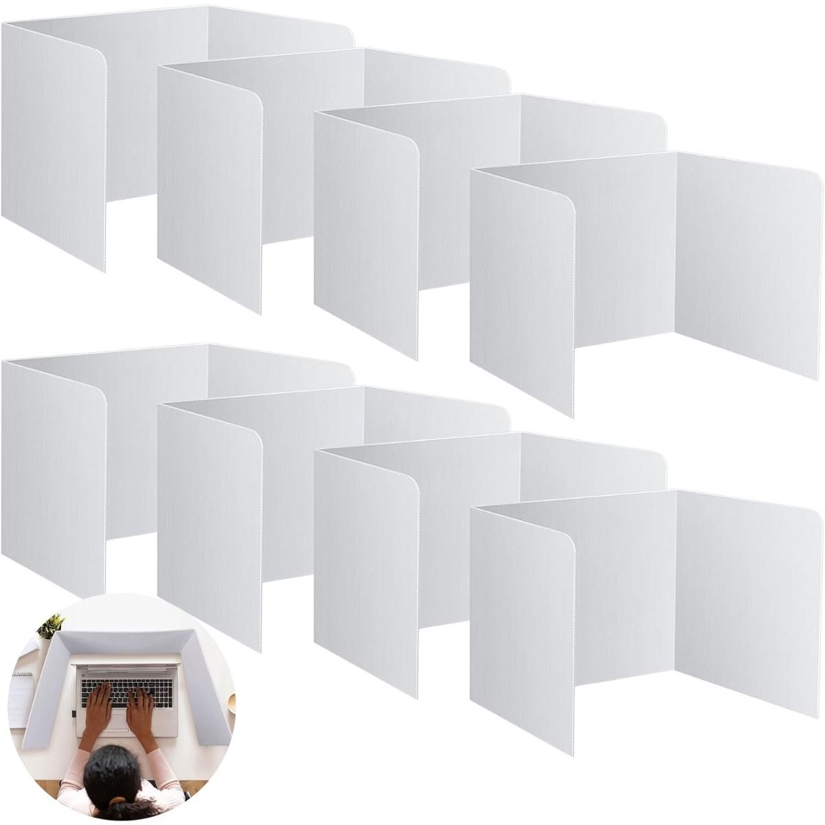 8-piece Set Of Foldable Table Privacy Screens – Portable And Adjustable Plastic Dividers For The Office, School, And Home Office