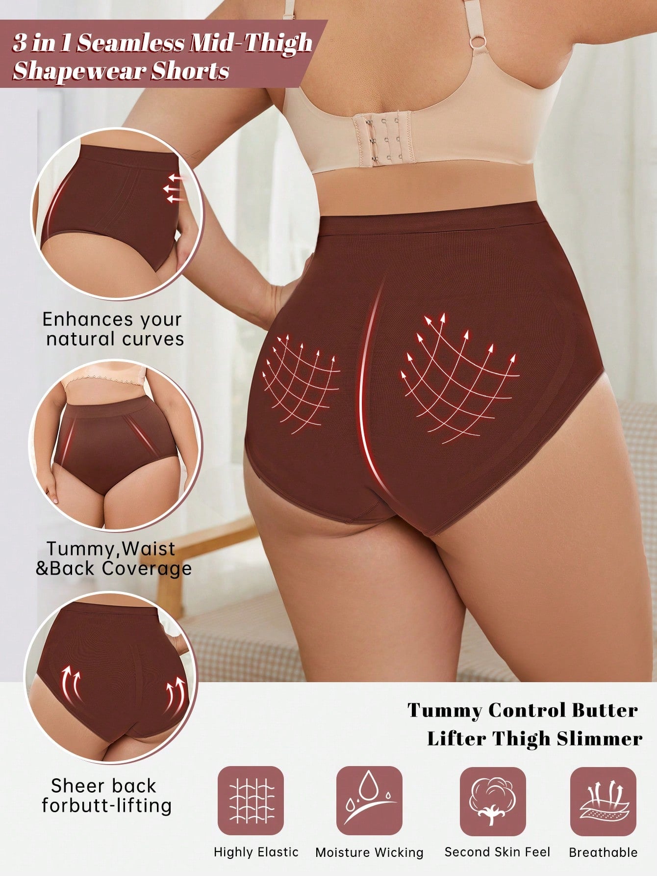 High-Waisted Shapewear Shorts For Women Tummy Control Butt Lifter Thigh Slimmer Seamless Body Shaper